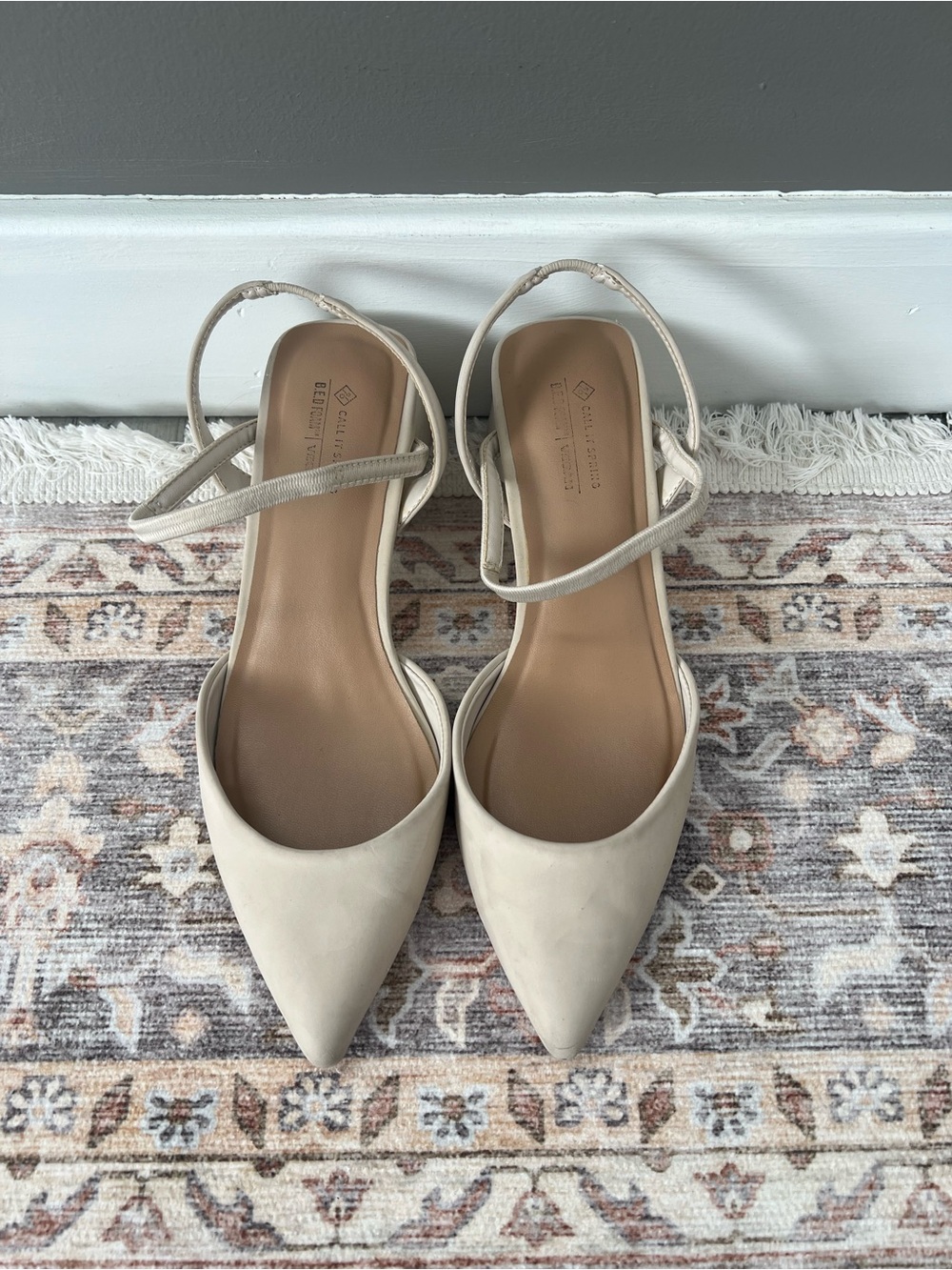 Call It Spring Ivory Pointed Toe Ankle Strap Heels